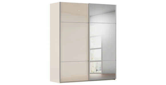 SCHWEBETÜRENSCHRANK 181/223/68 cm 2-türig Champagner - Champagner/Alufarben, KONVENTIONELL, Glas/Holzwerkstoff (181/223/68cm) - Novel