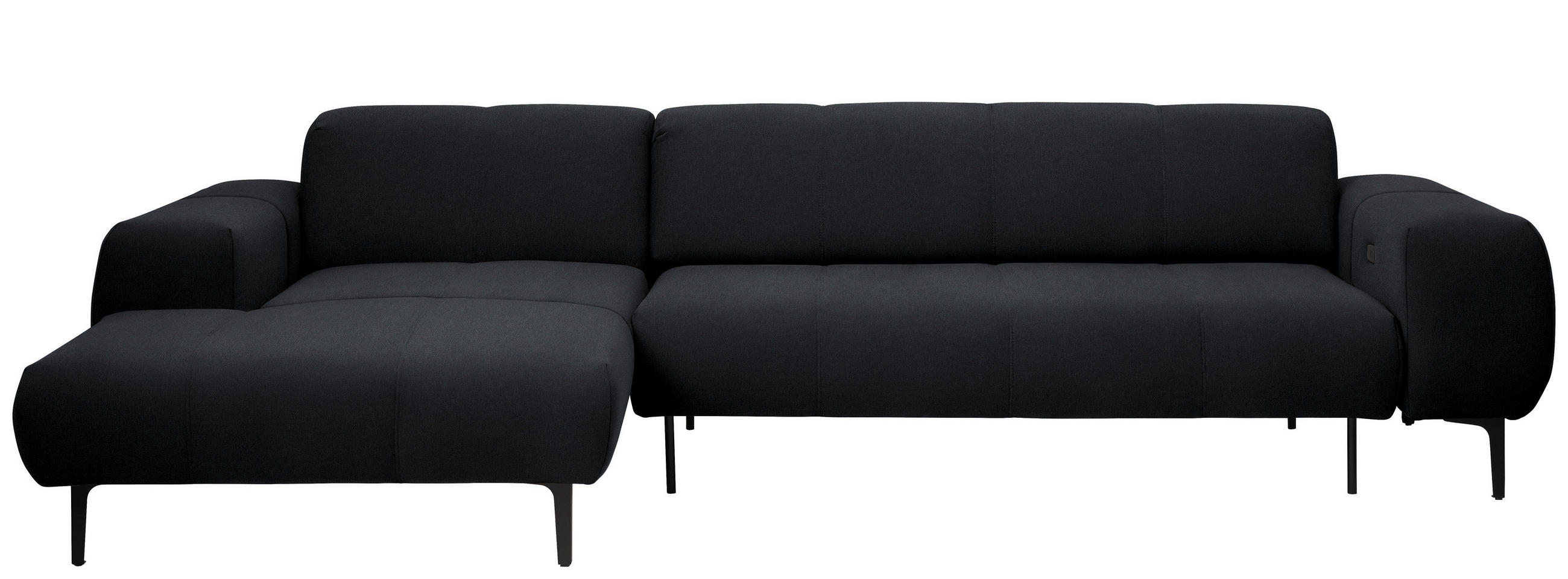ECKSOFA in Chenille Anthrazit  - Anthrazit/Schwarz, Design, Textil/Metall (167/311cm) - Xora