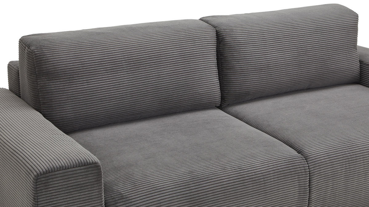 SCHLAFSOFA  mit Liegefunktion Cord Grau  - Buchefarben/Schwarz, KONVENTIONELL, Holz/Kunststoff (255/86/123cm) - Livetastic