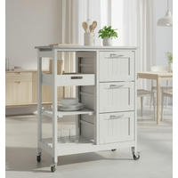 KOLICA ZA SERVIRANJE  bijela  metal, drvni materijal      - bijela/srebrne boje, Basics, drvni materijal/metal (67/84/37cm) - MID.YOU