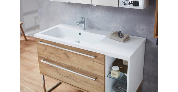 BADEZIMMER in 120 cm - Eichefarben/Weiß, Basics, Glas/Holzwerkstoff (120cm) - Dieter Knoll