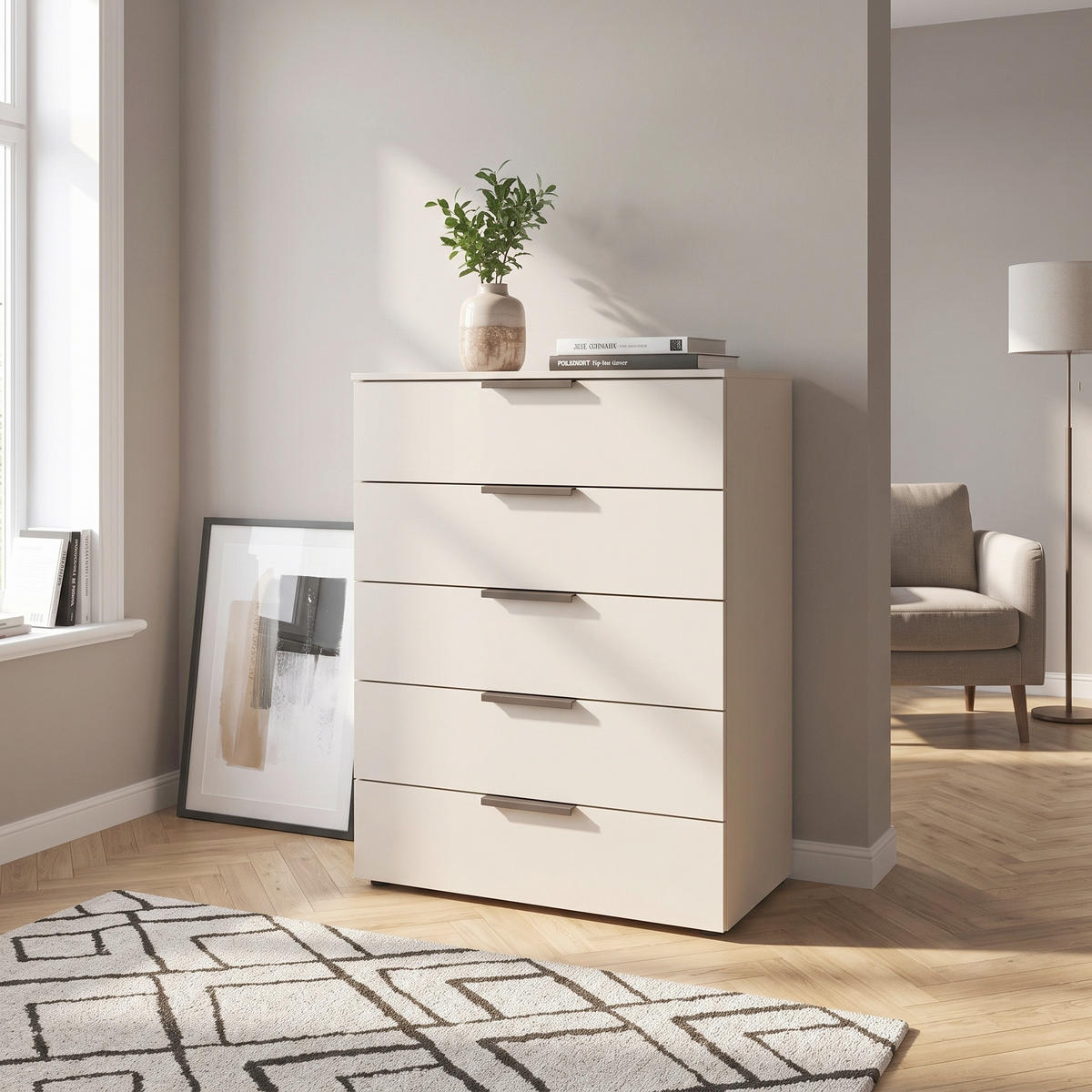 KOMODA, šampaňská, 80/100/42 cm - černá/barvy grafitu, Moderní, kov/kompozitní dřevo (80/100/42cm) - Rauch Möbel