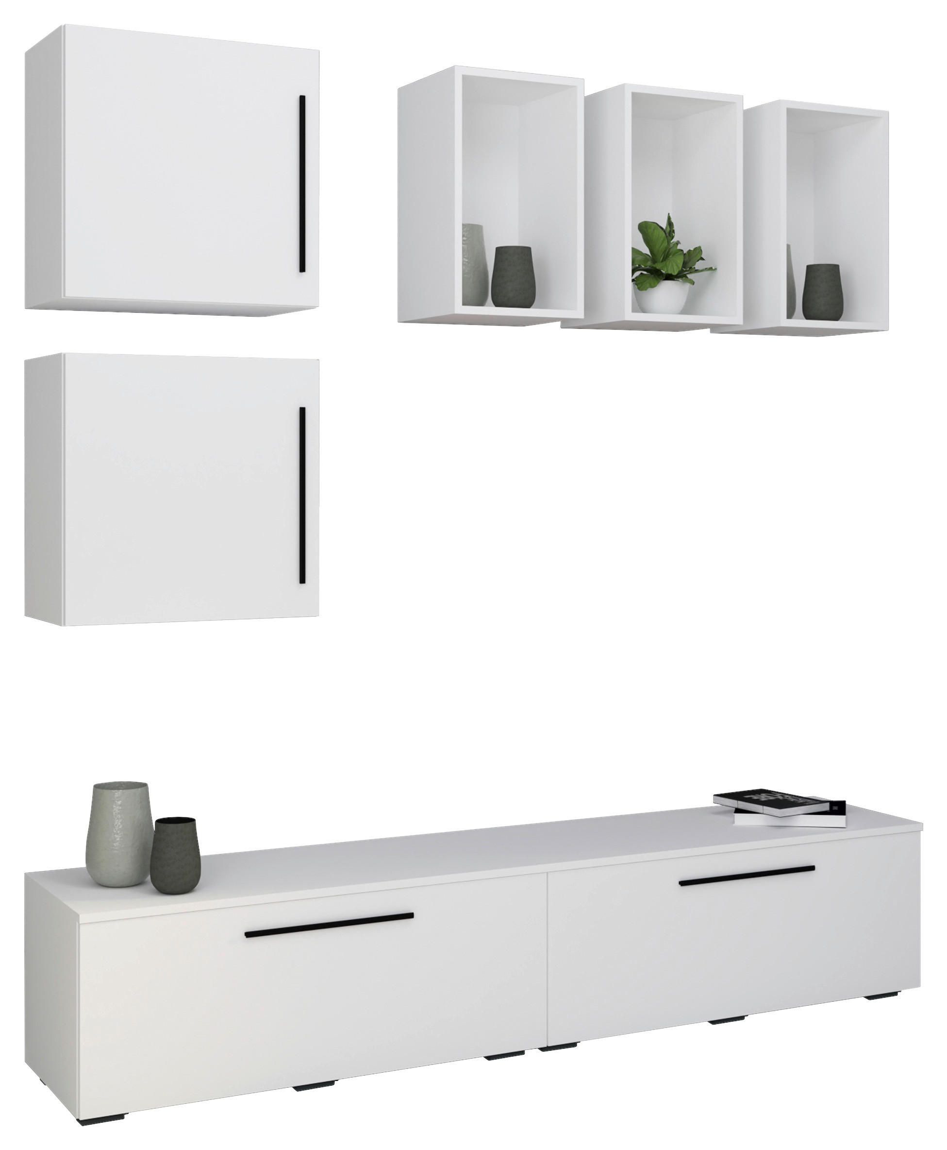 WOHNWAND  in Weiß  190/200/40 cm  - Schwarz/Weiß, MODERN, Holzwerkstoff/Kunststoff (190/200/40cm) - MID.YOU