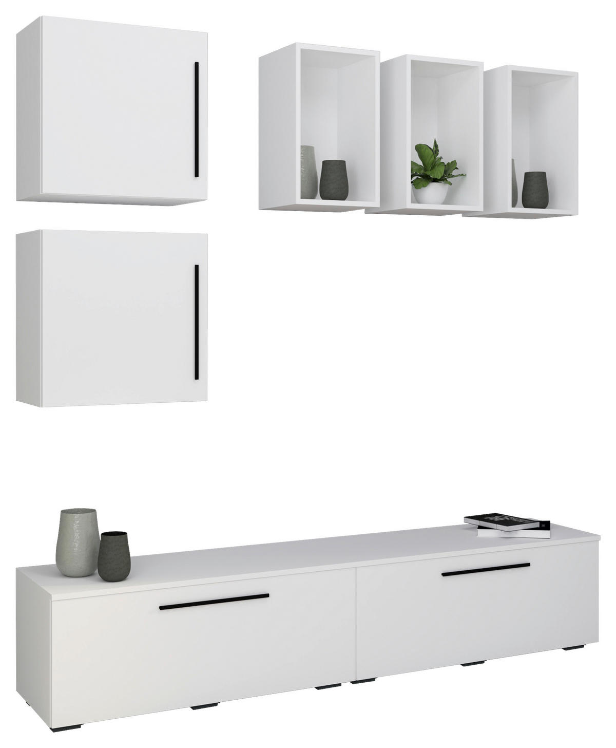 HYLLKOMBINATION  i vit  190/200/40 cm  - vit/svart, Modern, trämaterial/plast (190/200/40cm) - MID.YOU