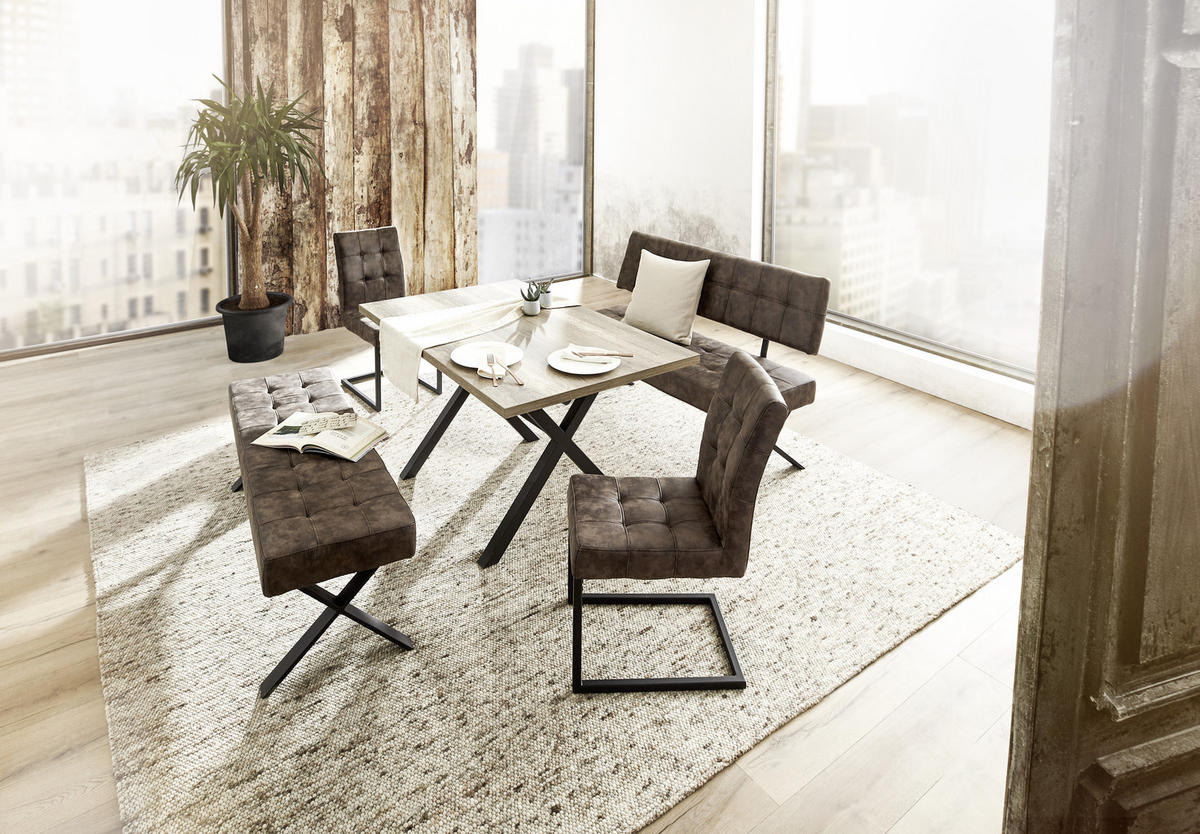 ESSTISCH rechteckig Wildeiche  - Wildeiche/Anthrazit, Trend, Holzwerkstoff/Metall (140/90/75cm) - Carryhome