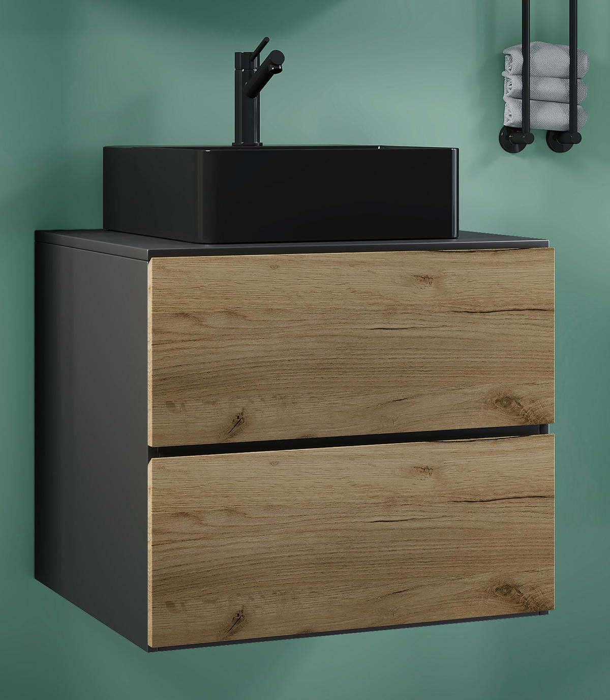 WASCHTISCHKOMBI 61 cm  - Honigeiche/Anthrazit, Modern, Keramik/Holzwerkstoff (61cm) - MID.YOU