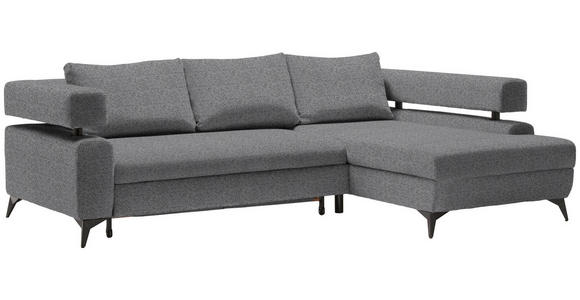 ECKSOFA in Chenille Dunkelgrau  - Dunkelgrau/Schwarz, KONVENTIONELL, Textil/Metall (265/184cm) - Hom`in