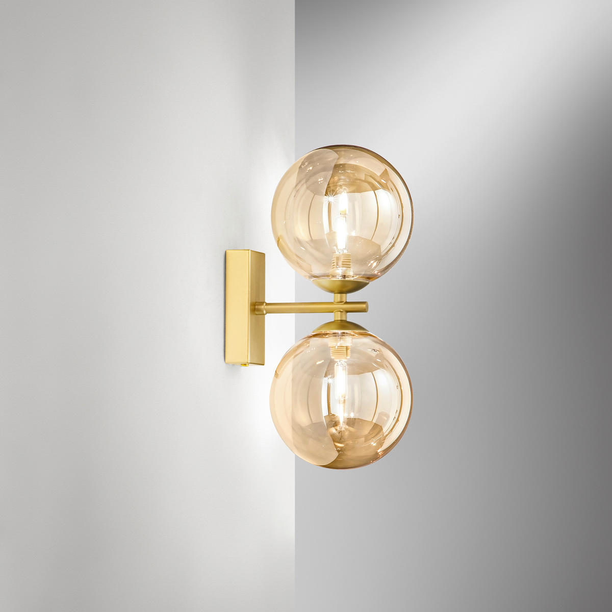 WANDLEUCHTE 16,5/15/34 cm   - Champagner/Goldfarben, KONVENTIONELL, Glas/Metall (16,5/15/34cm)