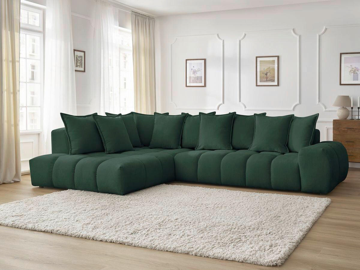 ECKSOFA Ottomane links  EVEREST Grün Struktur  - Schwarz/Grün, MODERN, Kunststoff/Textil (352/210cm)