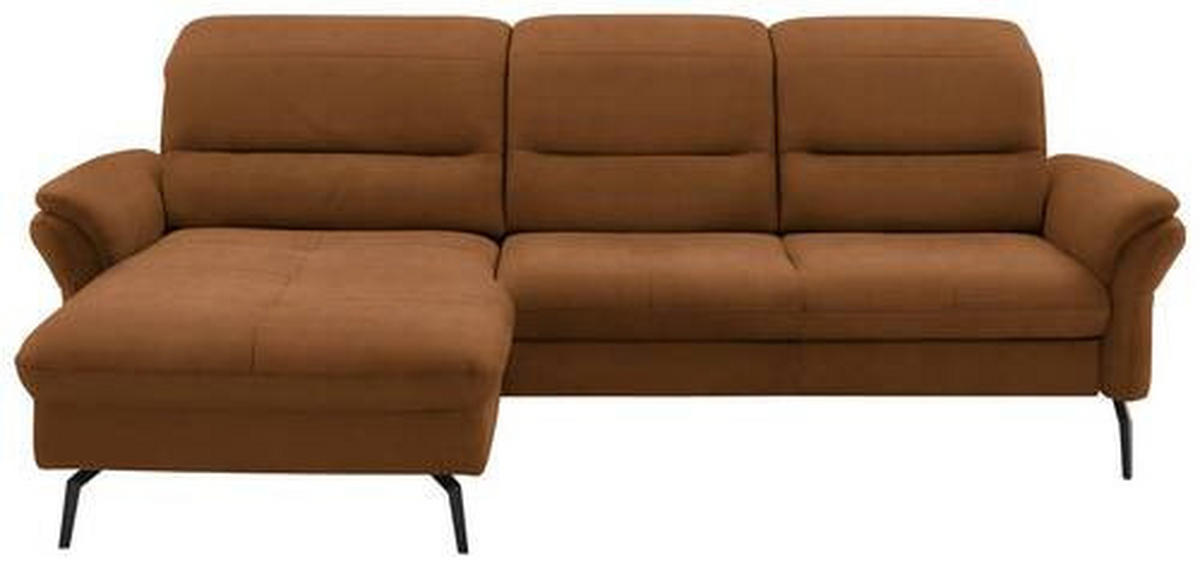 ECKSOFA in Flachgewebe Cognac  - Cognac/Schwarz, Konventionell, Textil/Metall (181/260cm) - Beldomo Speed