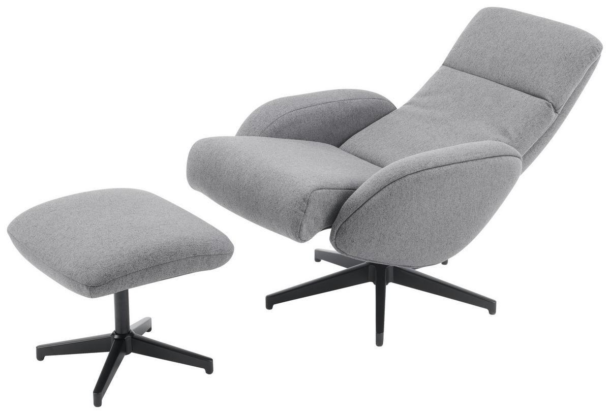 RELAXSESSELSET in Textil Grau  - Schwarz/Grau, Design, Textil/Metall (77/107/75cm) - Livetastic