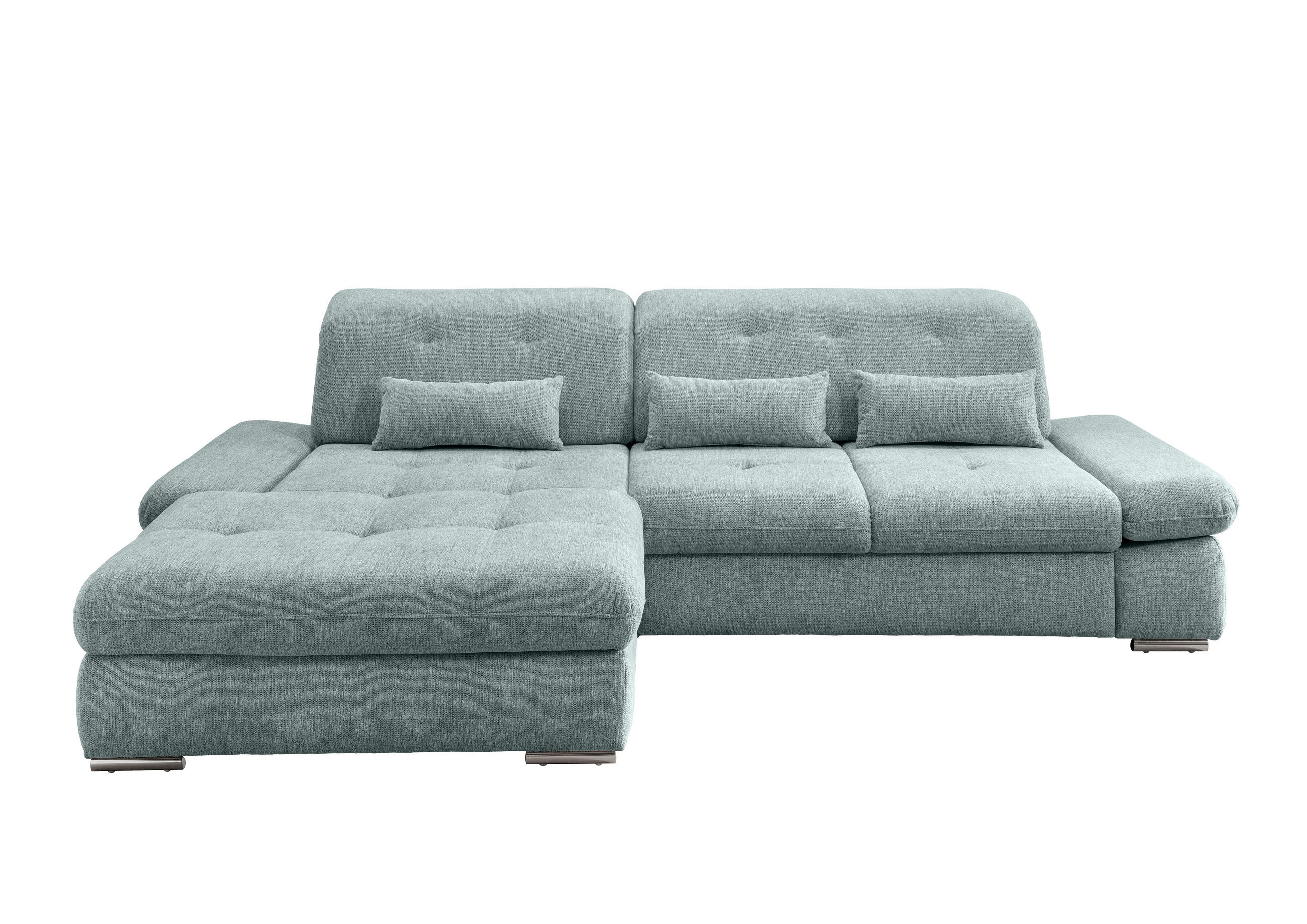 ECKSOFA in Chenille Blau - Chromfarben/Blau, Design, Textil/Metall (196/300cm) - Livetastic