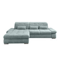 ECKSOFA Blau Chenille  - Chromfarben/Blau, Design, Textil/Metall (196/300cm) - Livetastic