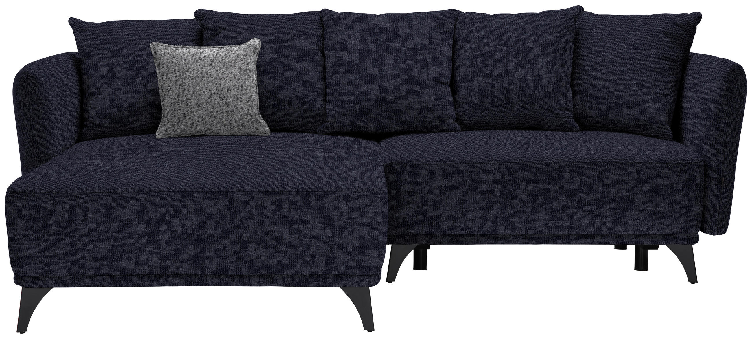 ECKSOFA in Chenille Dunkelblau  172/255 cm  - Schwarz/Dunkelblau, LIFESTYLE, Textil/Metall (172/255cm) - Carryhome