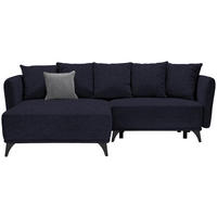 ECKSOFA in Chenille Dunkelblau  172/255 cm  - Schwarz/Dunkelblau, LIFESTYLE, Textil/Metall (172/255cm) - Carryhome
