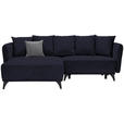 ECKSOFA in Chenille Dunkelblau  - Schwarz/Dunkelblau, LIFESTYLE, Textil/Metall (172/255cm) - Carryhome