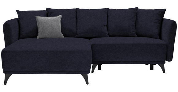 ECKSOFA in Chenille Dunkelblau  - Schwarz/Dunkelblau, LIFESTYLE, Textil/Metall (172/255cm) - Carryhome