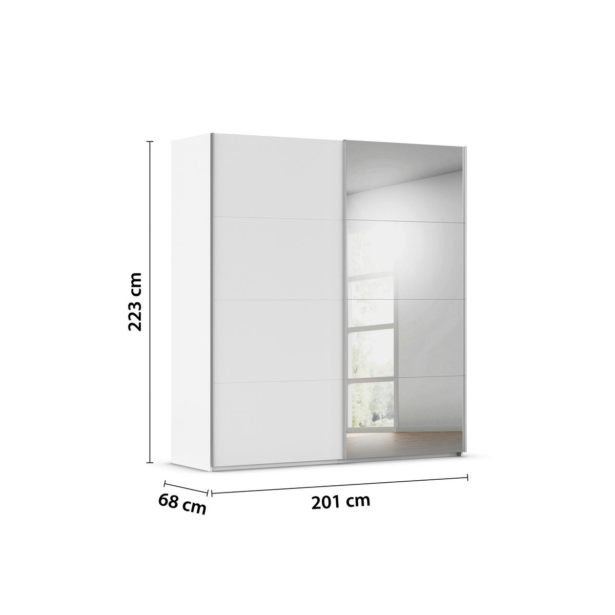 SCHWEBETÜRENSCHRANK 201/223/68 cm 2-türig Weiß  - Alufarben/Weiß, Basics, Glas/Holzwerkstoff (201/223/68cm) - Novel