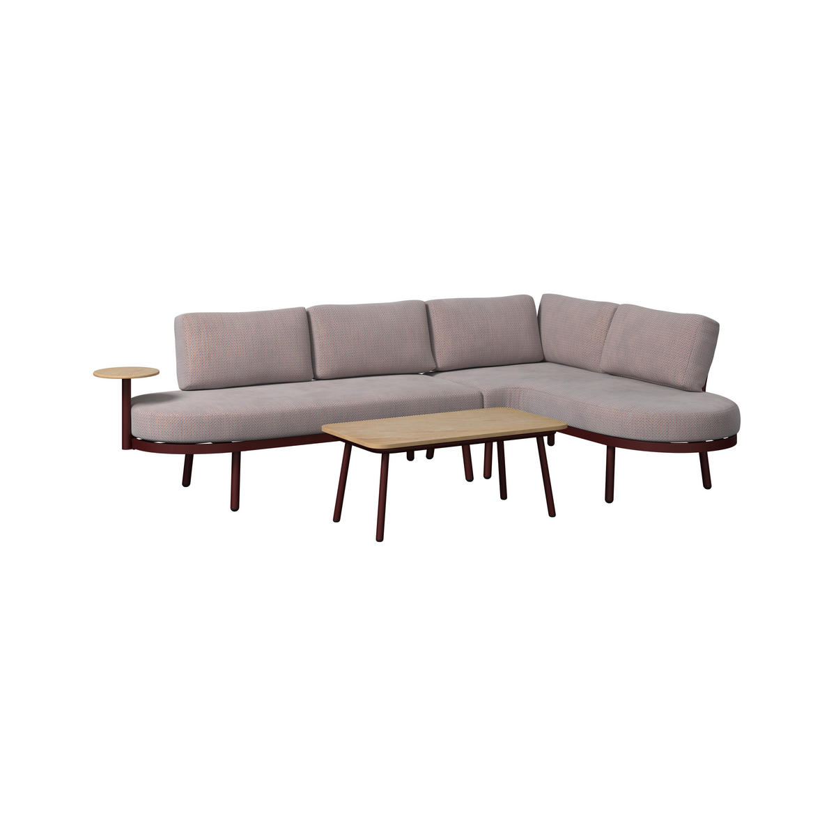 Set Lounge 4 piese  255/165 cm   - crem/roșu burgund, Modern, plastic/metal (255/165cm) - Ambia Garden