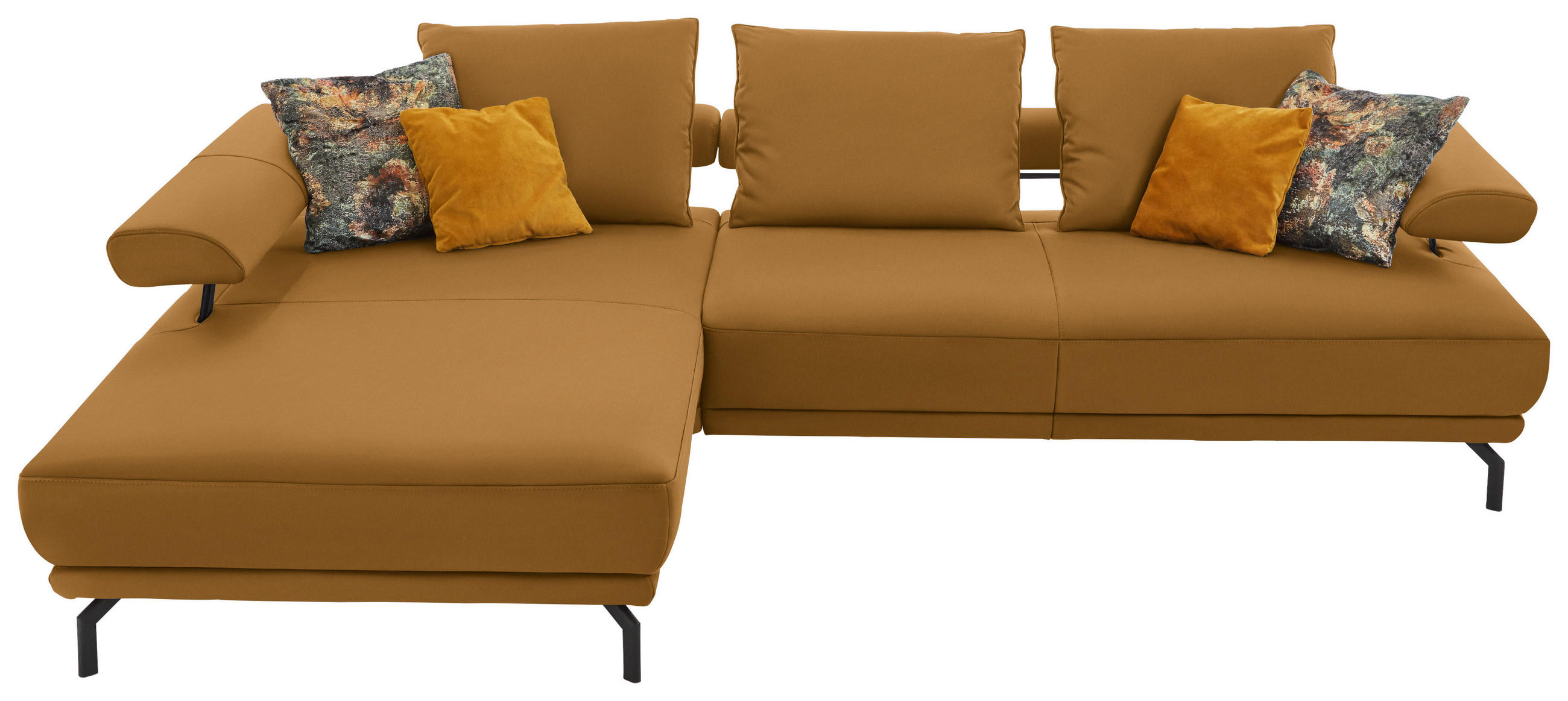 ECKSOFA in Echtleder Gelb  - Gelb/Schwarz, Design, Leder/Metall (224/305cm) - Dieter Knoll