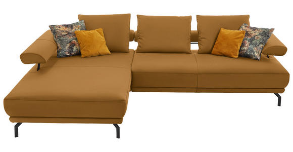 ECKSOFA in Echtleder Gelb 224/305 cm - Gelb/Schwarz, Design, Leder/Metall (224/305cm) - Dieter Knoll