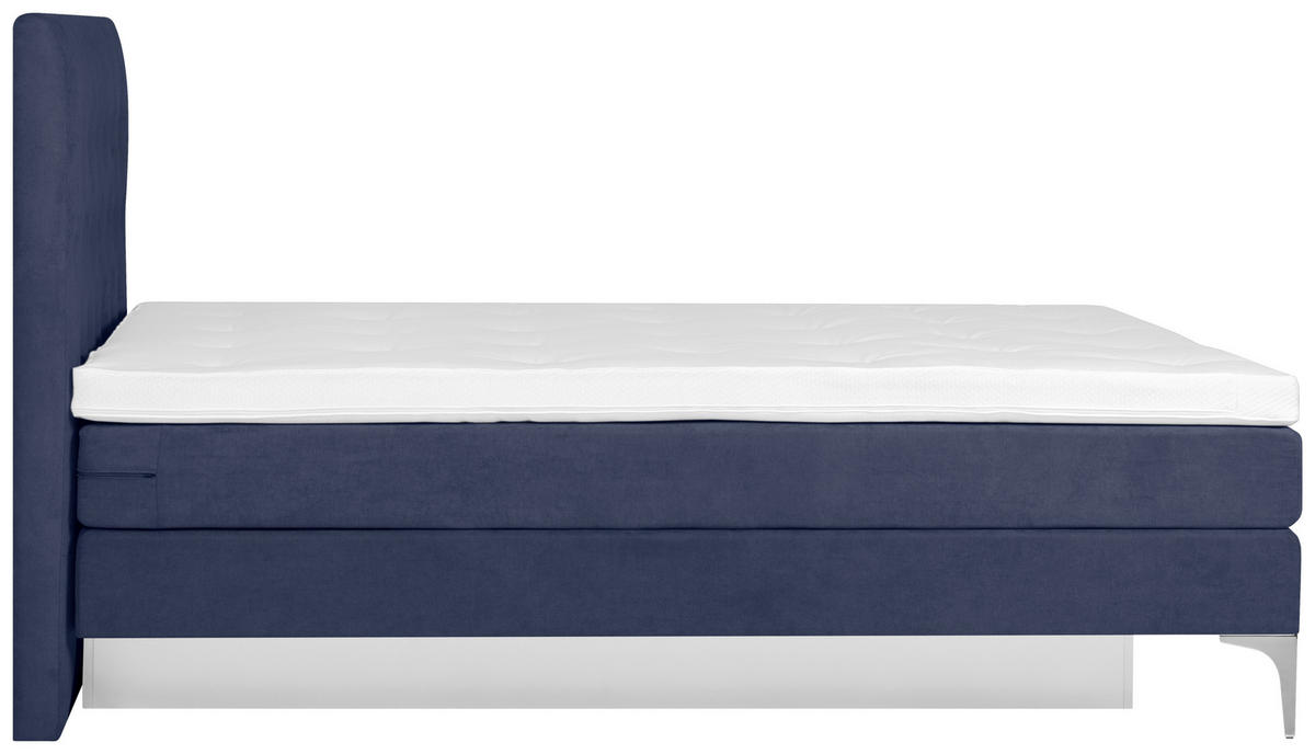 BOXSPRINGBETT 180/200 cm  in Blau  - Chromfarben/Blau, Design, Textil/Metall (180/200cm) - Welnova