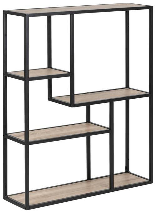 WANDREGAL Schwarz, Sonoma Eiche  - Schwarz/Sonoma Eiche, MODERN, Holzwerkstoff/Metall (75/91/20cm)