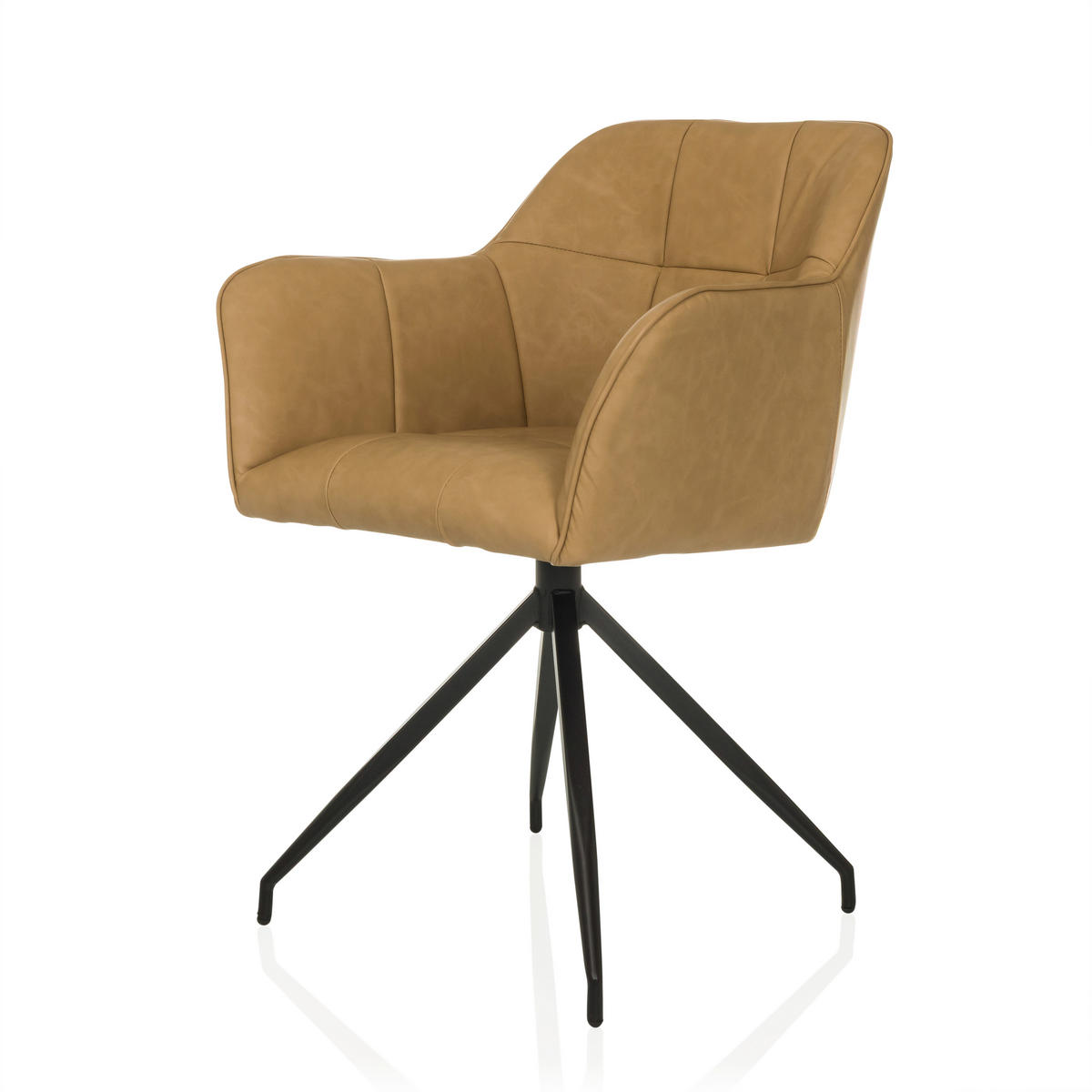 ARMLEHNSTUHL  in Lederlook  - Cognac/Schwarz, MODERN, Leder/Metall (61/90/56cm) - MID.YOU