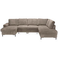 WOHNLANDSCHAFT Taupe Cord  - Taupe/Schwarz, KONVENTIONELL, Textil/Metall (148/303/197cm) - Carryhome