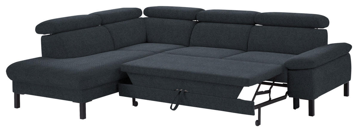 ECKSOFA in Flachgewebe Anthrazit  - Anthrazit/Schwarz, Design, Holzwerkstoff/Textil (217/272cm) - Pure Home Comfort