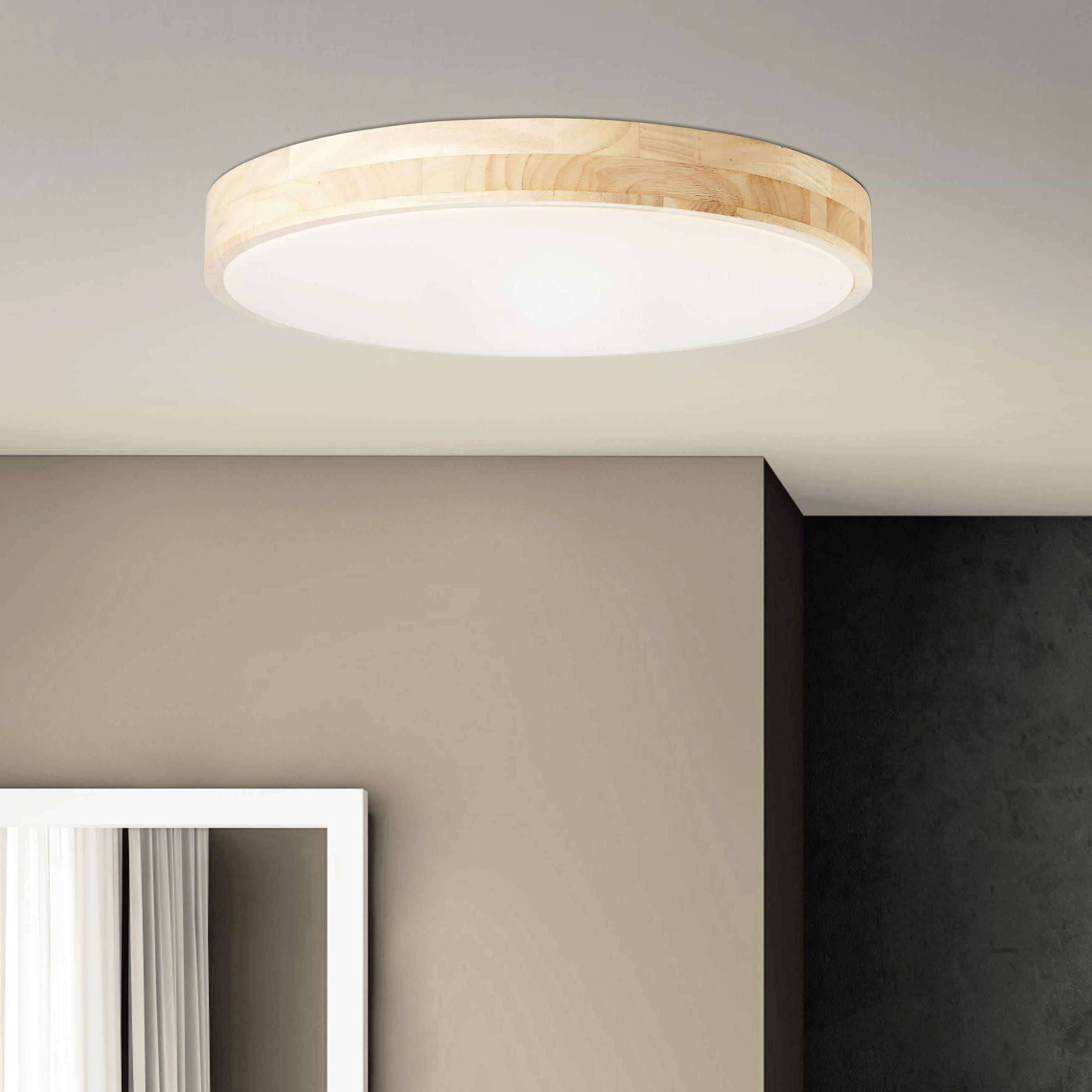 LED SVJETILJKA STROPNA  - Natur, drvo/metal (49/8,5cm)