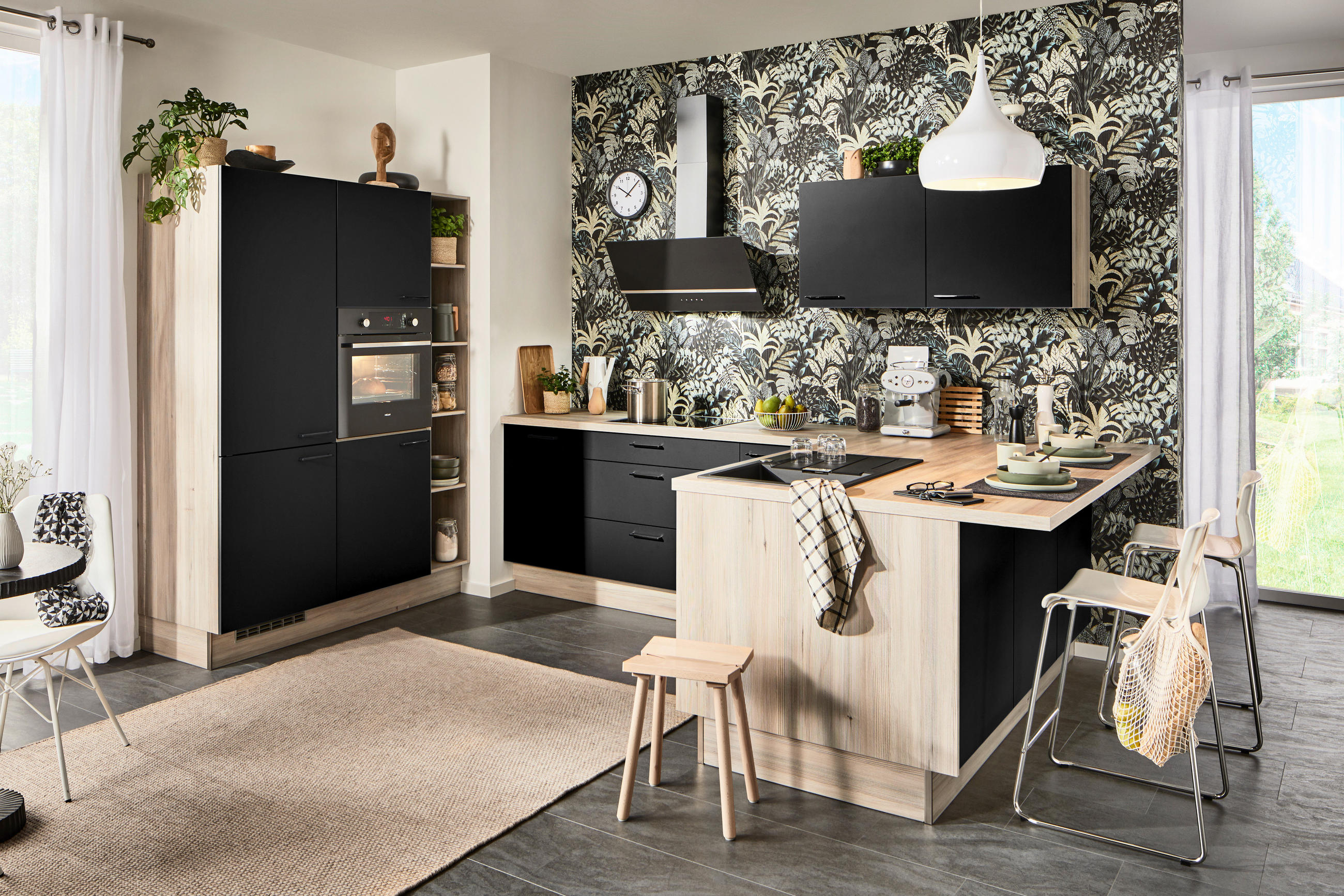 ECKKÜCHE  in Schwarz  - Schwarz, Design, Holzwerkstoff/Metall (150/280/192cm) - Xora