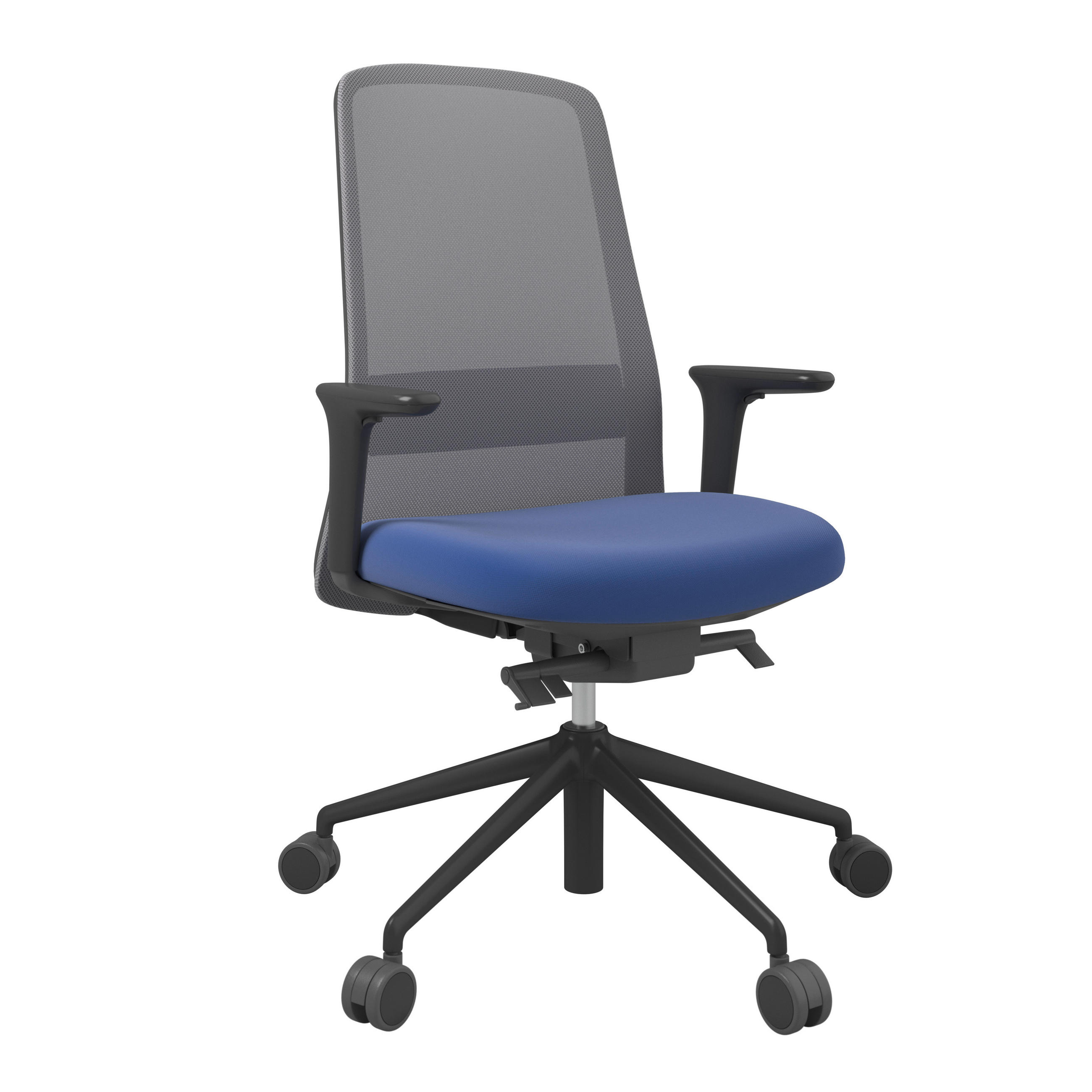 DREHSTUHL Blau, Grau, Schwarz  - Blau/Schwarz, MODERN, Kunststoff/Textil (70/103-115/70cm)