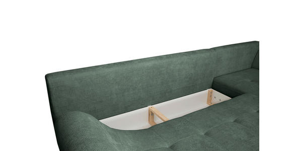 ECKSOFA Dunkelgrün Struktur - Dunkelgrün/Schwarz, KONVENTIONELL, Textil/Metall (274/194cm) - Carryhome