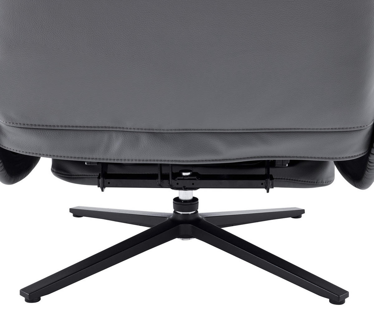 RELAXSESSEL NORA Lederlook, Mikrofaser    - Schwarz/Grau, Design, Textil/Metall (68/113/84cm) - Livetastic