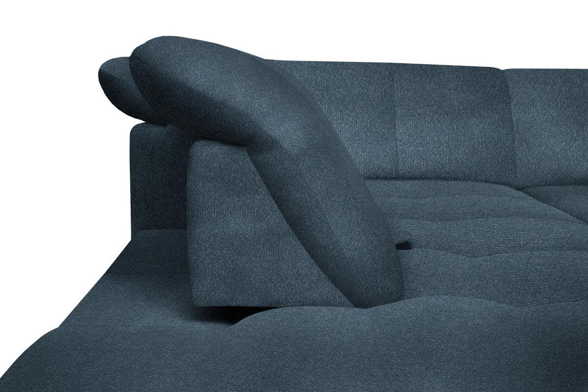 ECKSOFA in Flachgewebe Blau  - Blau/Schwarz, Design, Textil/Metall (313/242cm) - Xora