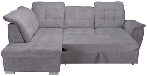 ECKSOFA Dunkelbraun Chenille Bettkasten, Schlaffunktion, Rücken echt, Kopfteilverstellung, Liegefläche im Originalstoff  - Chromfarben/Dunkelbraun, KONVENTIONELL, Kunststoff/Textil (205/260cm) - Carryhome
