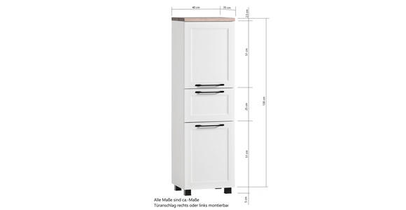 MIDISCHRANK 40/130/35 cm - Eiche Wotan/Schwarz, ROMANTIK / LANDHAUS, Holzwerkstoff/Kunststoff (40/130/35cm) - Xora