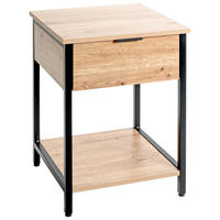 BEISTELLTISCH 40/40/55 cm Schwarz, Eichefarben quadratisch  - Eichefarben/Schwarz, Design, Holzwerkstoff/Metall (40/40/55cm)