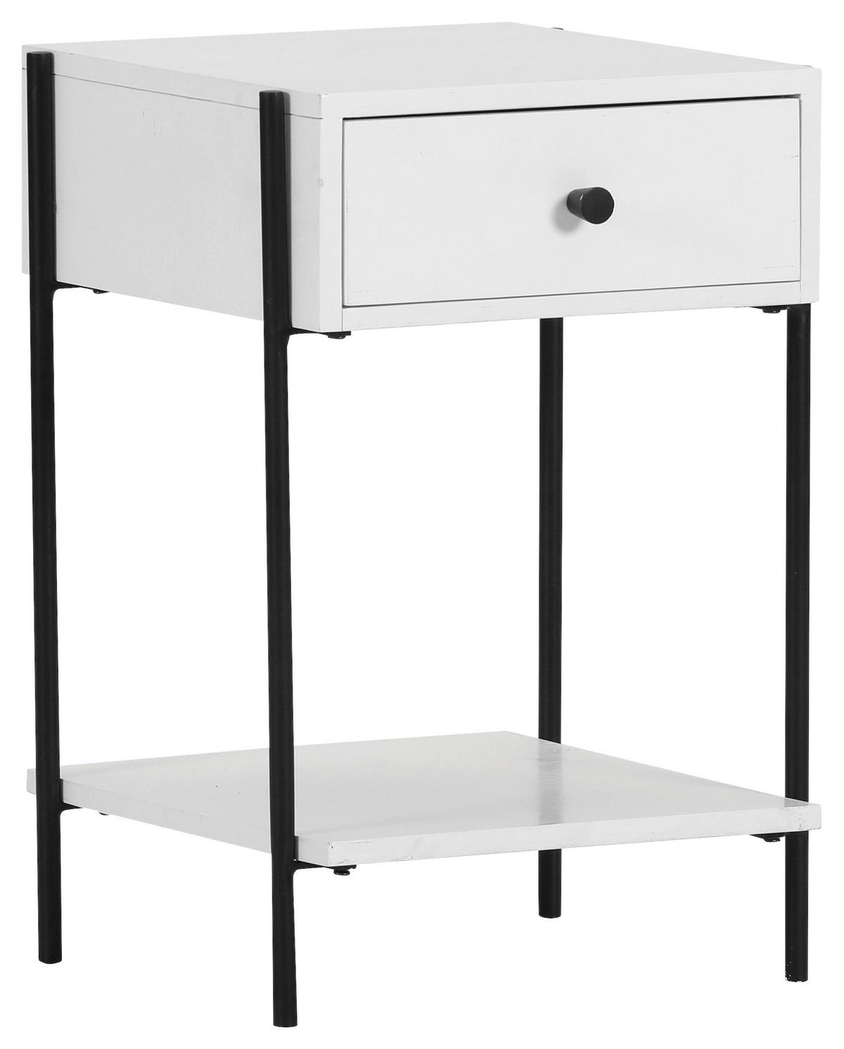 NACHTSCHRANK 40/60/40 cm Eiche furniert  - Schwarz/Weiß, Design, Holz/Holzwerkstoff (40/60/40cm) - Landscape