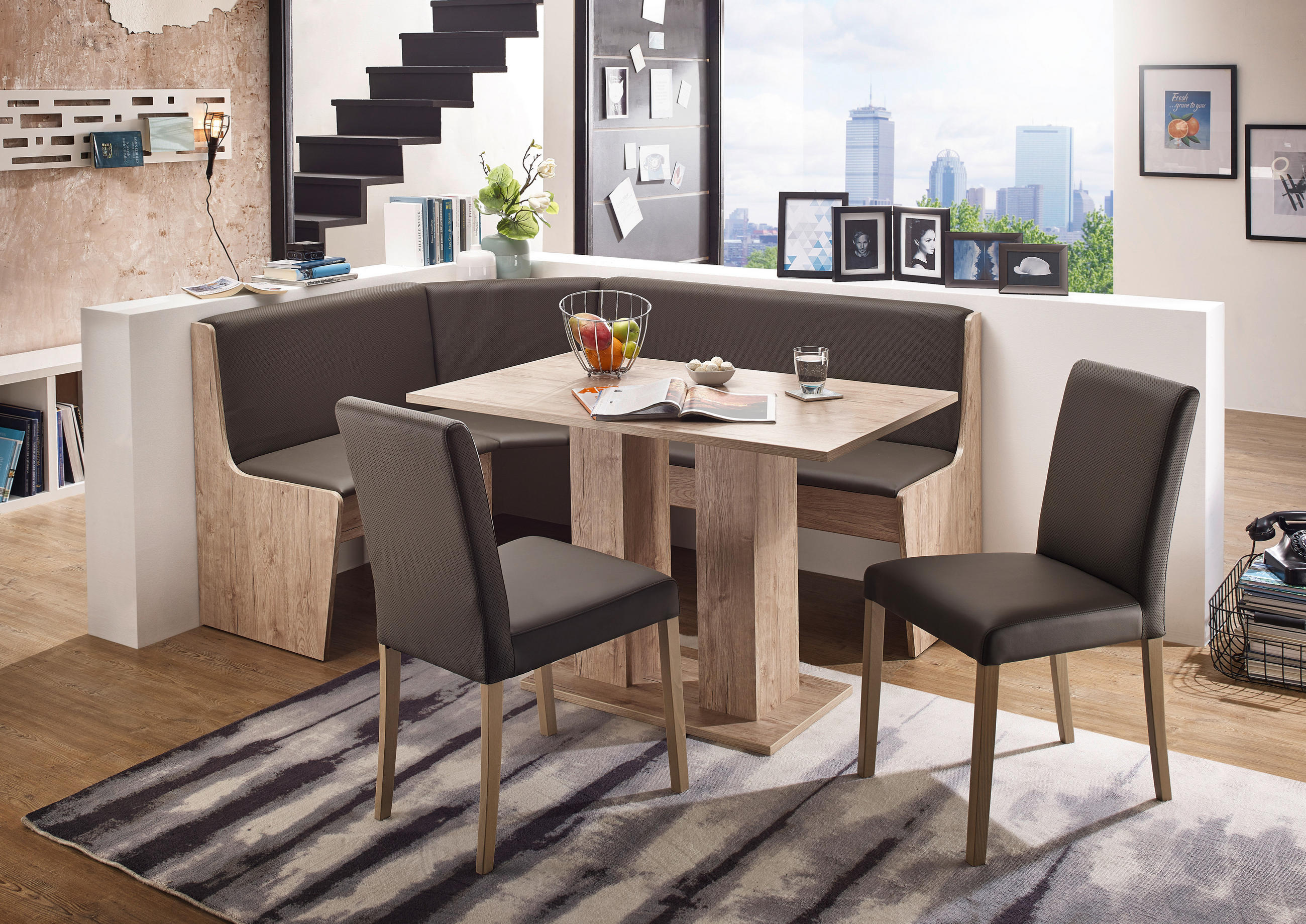 STUHL  in Holz, Textil  - Anthrazit/Eiche San Remo, KONVENTIONELL, Holz/Textil (43/87,5/56cm) - Boxxx
