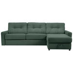ECKSOFA Dunkelgrün Webstoff Rückenkissen, Bettkasten, Schlaffunktion, Rücken echt, Matratze  - Dunkelgrün/Schwarz, KONVENTIONELL, Kunststoff/Textil (270/160cm) - Carryhome