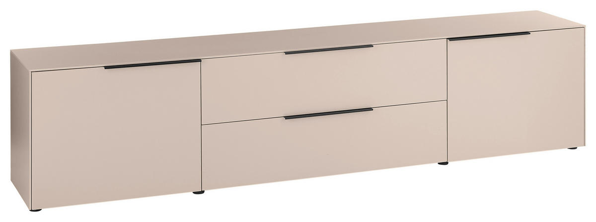 LOWBOARD  220/50/38 cm 1 Schublade(n) Beimöbel erhältlich, stehend  - Kaschmir/Schwarz, Design, Holzwerkstoff/Kunststoff (220/50/38cm) - Voleo