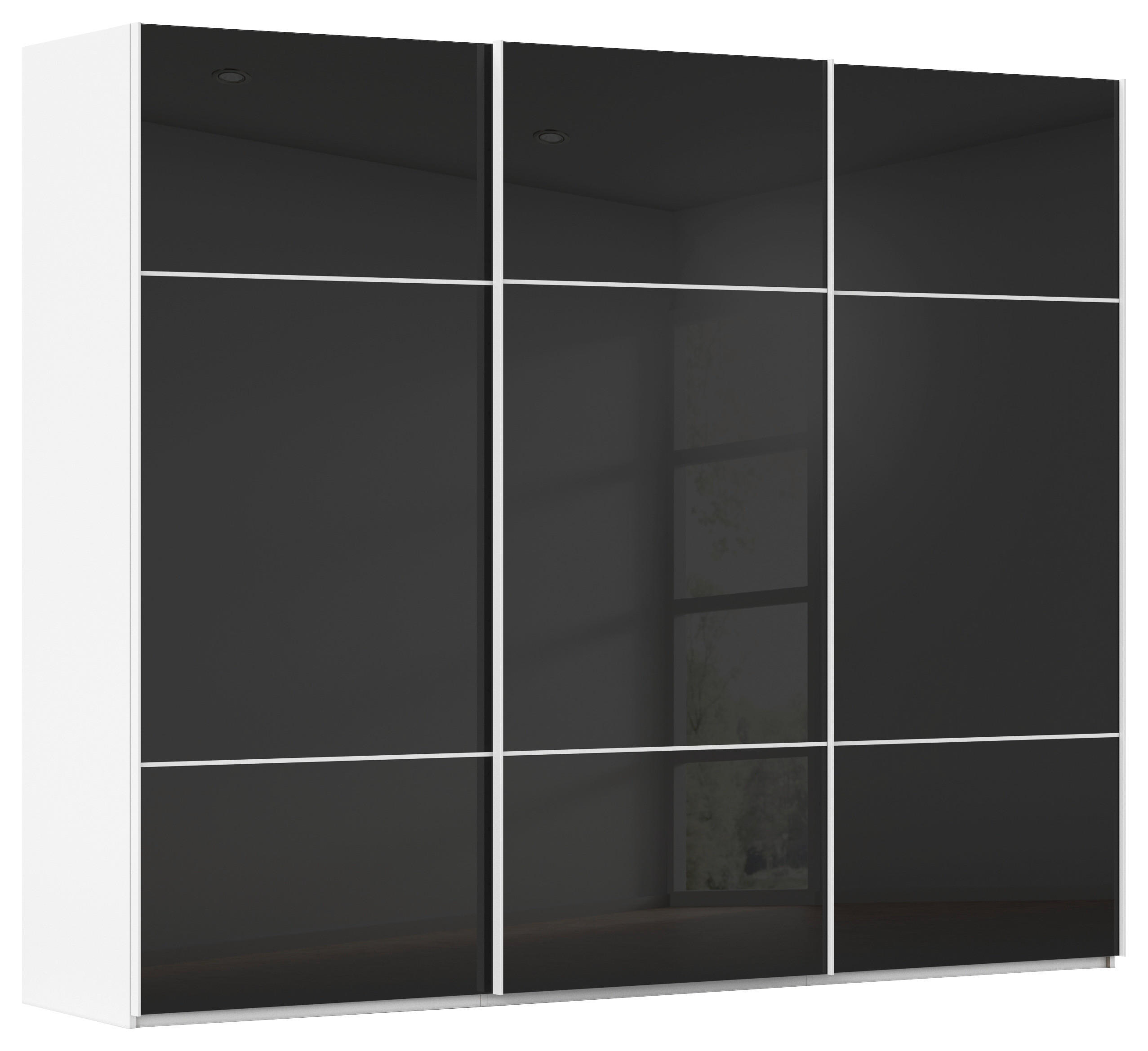 SCHWEBETÜRENSCHRANK Schwarz, Weiss  - Weiss/Schwarz, Konventionell, Glas/Holzwerkstoff (242/223/68cm) - Novel