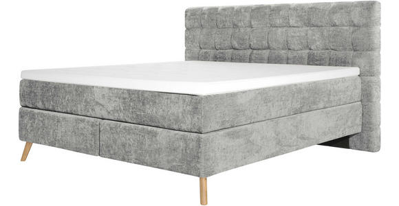 BOXSPRINGBETT 180/200 cm  in Hellgrau  - Eichefarben/Hellgrau, Design, Holz/Textil (180/200cm) - Esposa