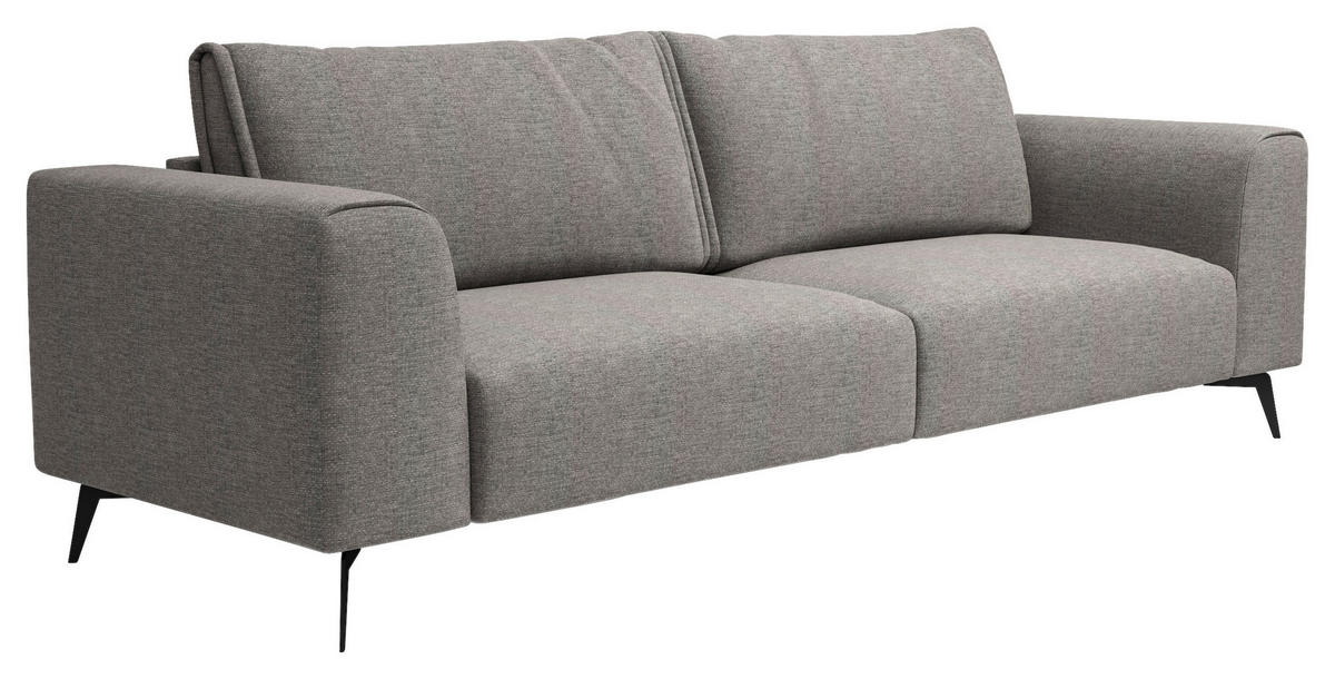 VIERSITZER-SOFA in beflockt Dunkelgrau  - Dunkelgrau/Schwarz, Design, Holz/Textil (302/87/88cm) - MID.YOU
