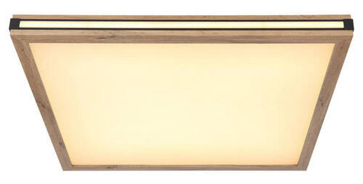LED-TAKLAMPA 36 W 60/60/7,5 cm  - vit/opal, Natur, metall/trämaterial (60/60/7,5cm) - Globo