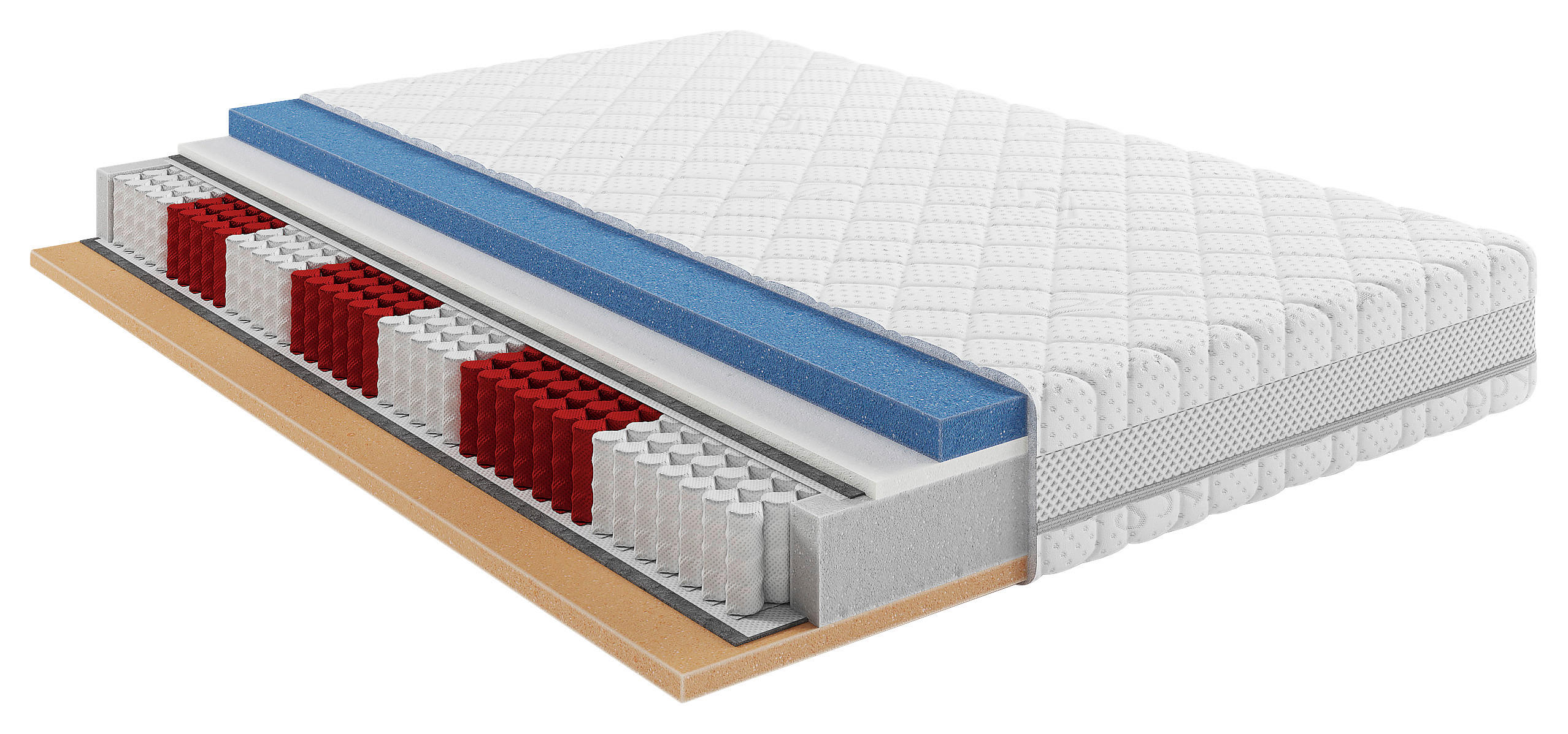 WENDEMATRATZE 200/200 cm, Höhe ca.: 24 cm, H3 + H3 = fest,  - Weiß, Basics, Textil (200/200cm) - Chameo