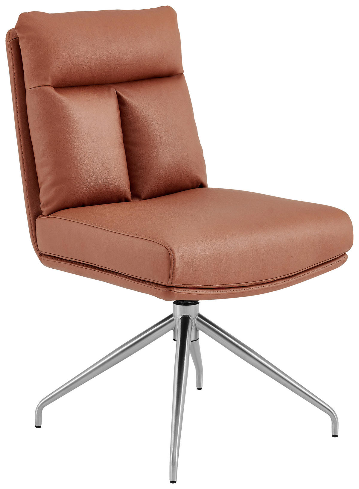 STUHL - Edelstahlfarben/Cognac, Design, Textil/Metall (51,5/89,5/65cm) - Novel