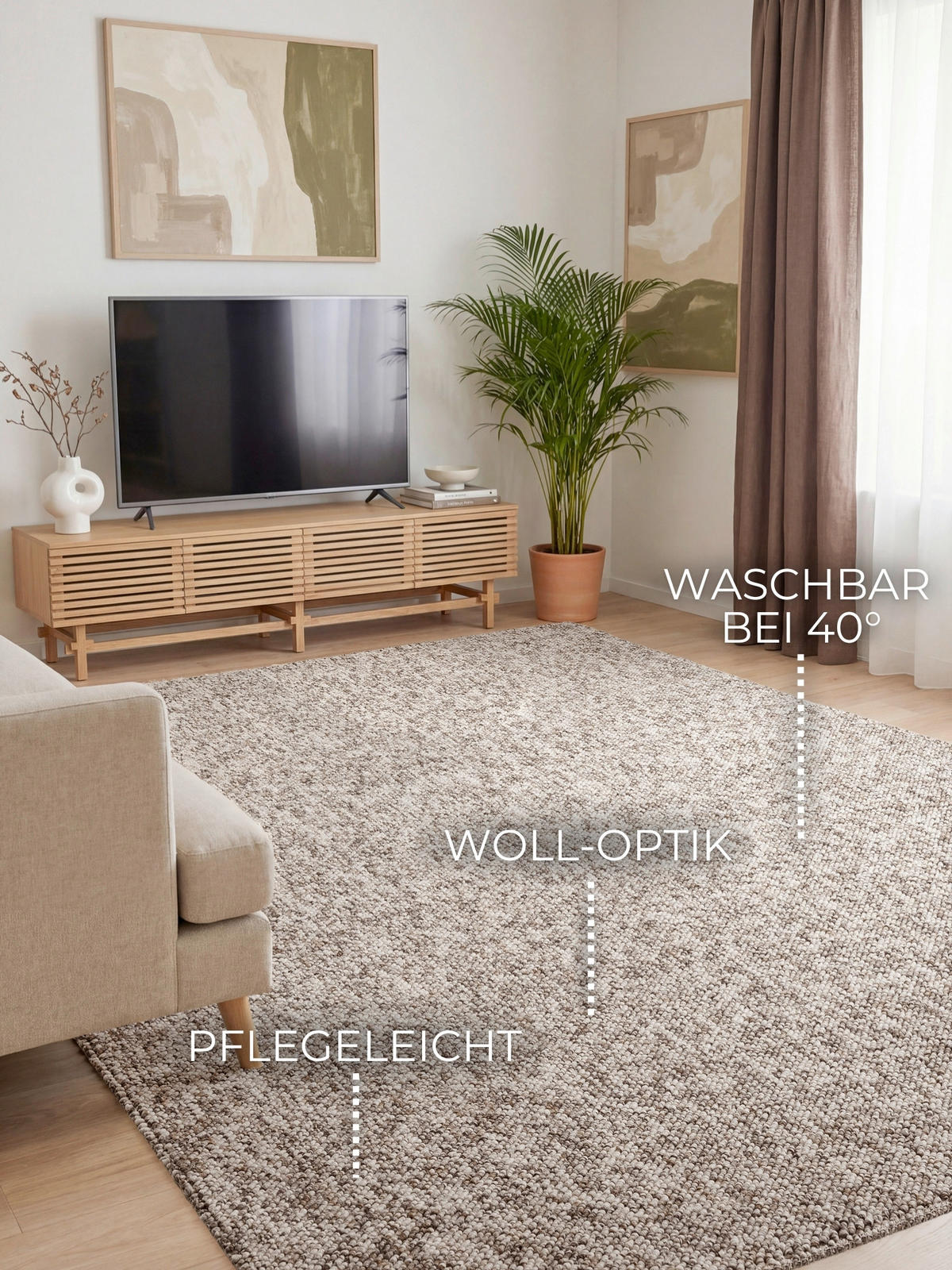 TUFTTEPPICH 200/290 cm Rocco Multicolor, Taupe rechteckig  - Taupe/Multicolor, Basics, Kunststoff (200/290cm) - Elle Decoration